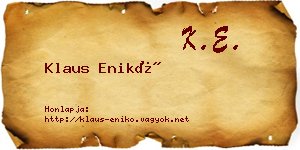 Klaus Enikő névjegykártya